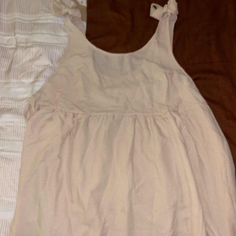 Sleeveless Beige Top with Bow Straps